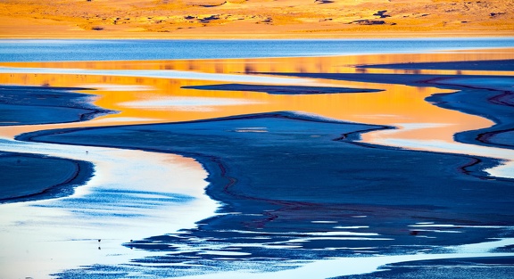 Bolivie - laguna colorada - bleu au coucher de soleil